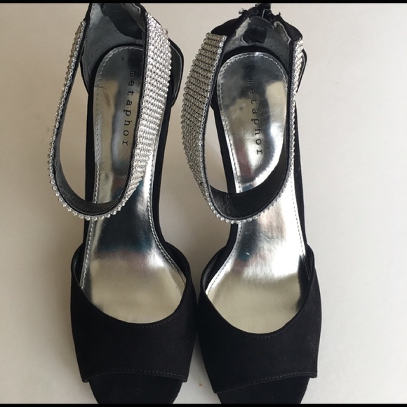 💋Black 5” heels with rhinestones - Picture 3 of 8